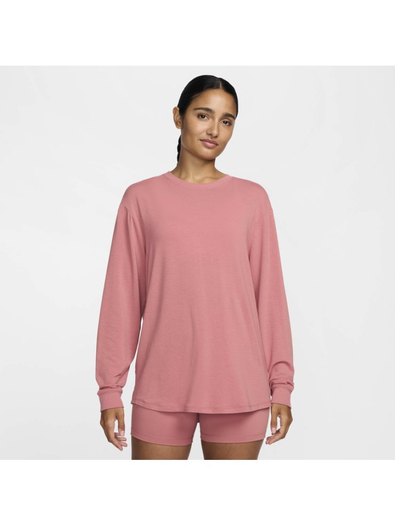 Nike W One Relaxed Dri-Fit Long Sleeve Top canyon pink/black