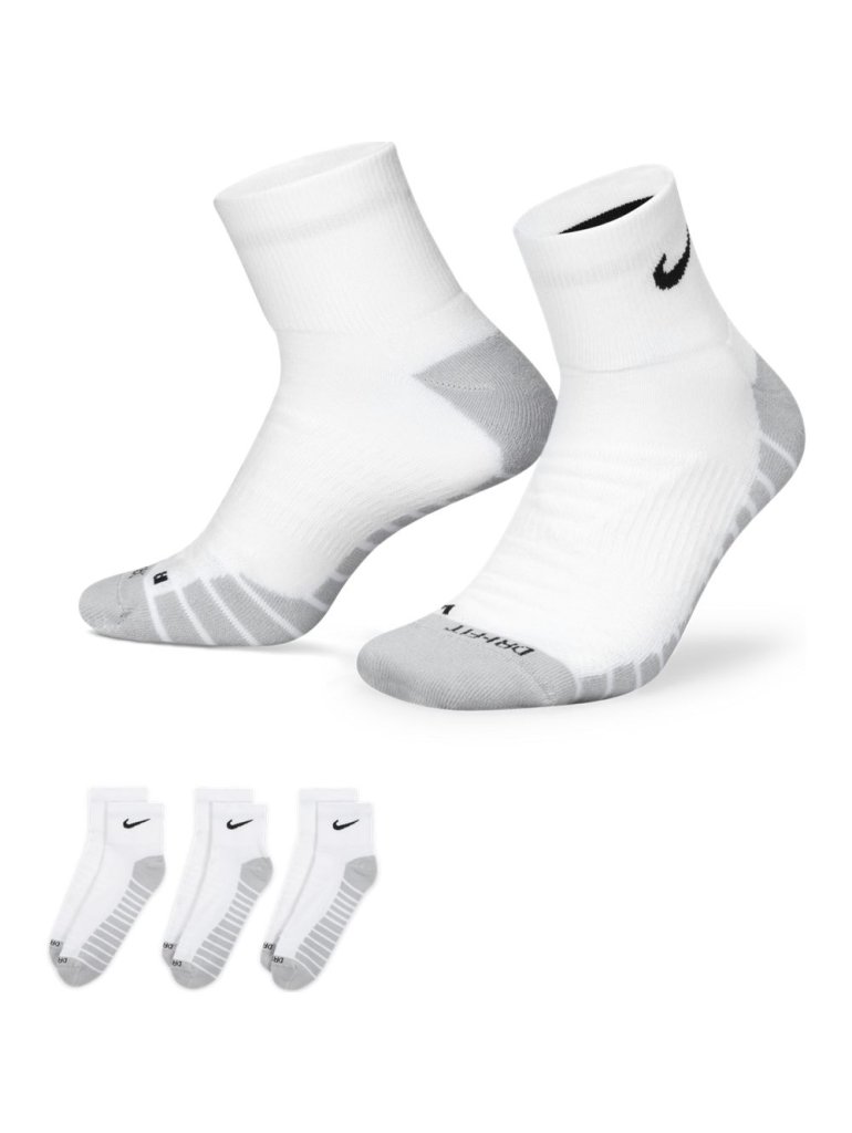 Nike Dry Cushioned Quarter Socks 3 Pairs white/grey