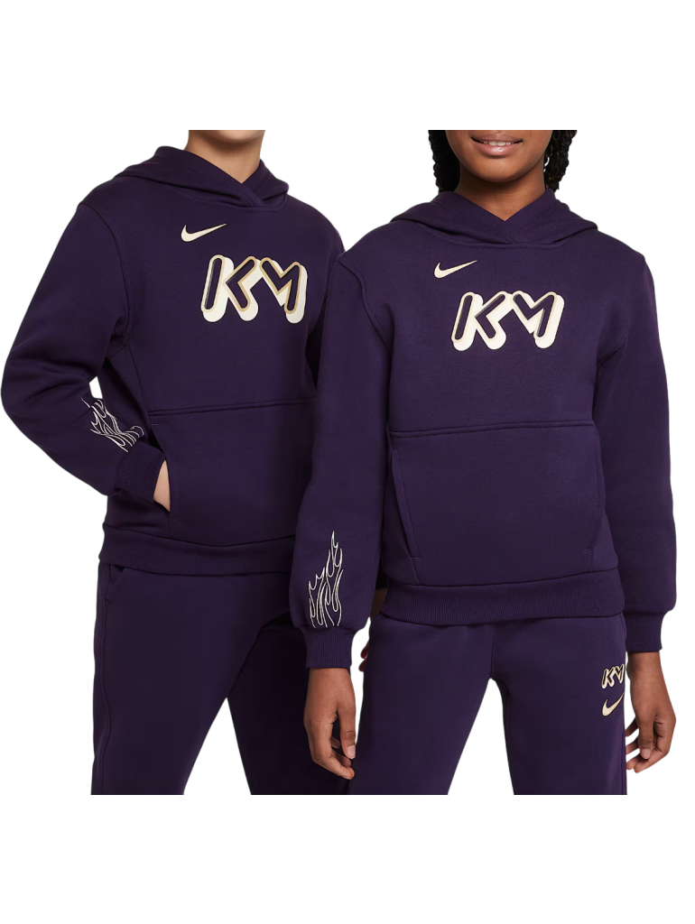 Nike Kylian Mbappé Club Fleece Hoodie grand purple/pale ivory/metallic gold