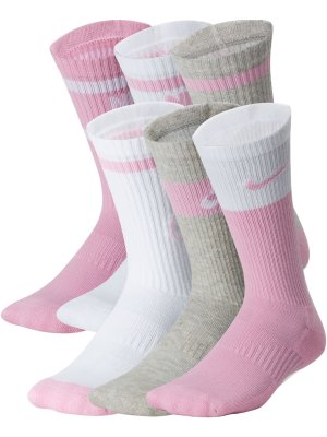 Nike Everyday K Cushioned Crew 6 Pairs pink/white/grey