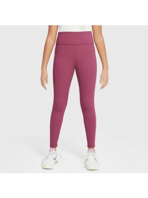 Nike One Girls' Dri-FIT High-Waisted Leggings sweet beet/white