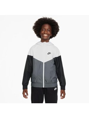 Nike Sportswear Windrunner Big Kids' Hooded Repel Jacket white/smoke grey/black