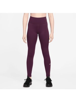 Nike One Girls' Dri-FIT High-Waisted Leggings bordeaux/white