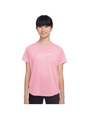 Nike One Fitted Older Kids' (Girls') Dri-FIT Short-Sleeve Top medium soft pink/white