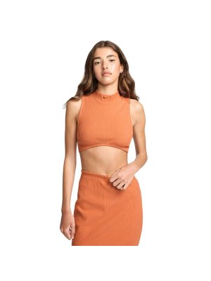 Nike W Sportswear Chill Rib Tight Mock-Neck Cropped Tank Top burnt sunrise