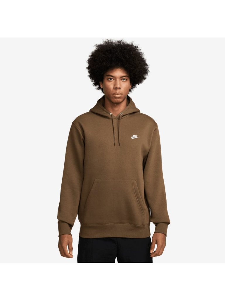 Nike M Club Pullover Fleece Hoodie mosswood brown/white