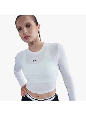 Nike W Sportswear Chill Knit Women's Slim Long-Sleeve Cropped Top white/black