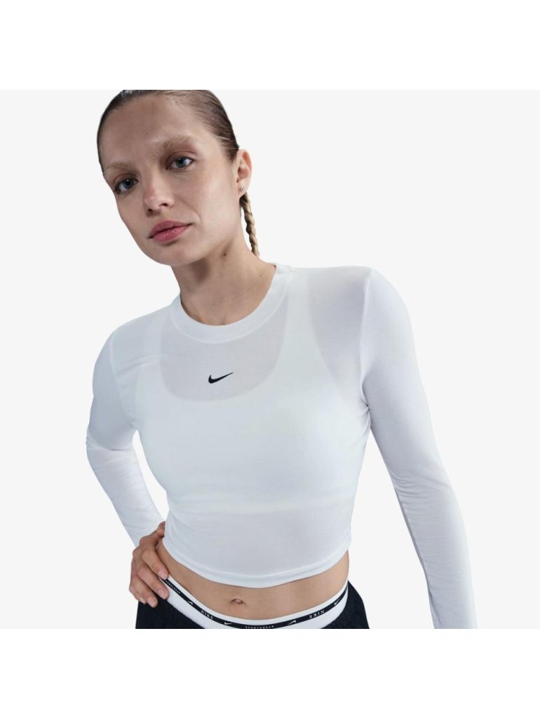 Nike W Sportswear Chill Knit Women's Slim Long-Sleeve Cropped Top white/black