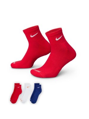 Nike Dri-Fit Everyday Plus Cotton Cushioned 3 Pairs red/white/dark blue