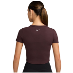 Nike W One Fitted Dri-FIT Short-Sleeve Cropped Top burgundy crush/white